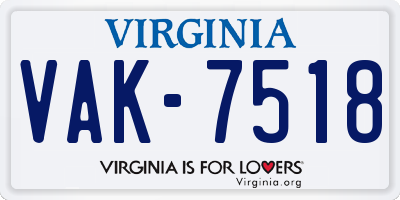 VA license plate VAK7518