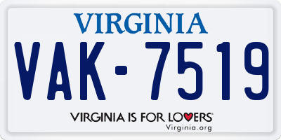 VA license plate VAK7519