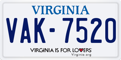 VA license plate VAK7520