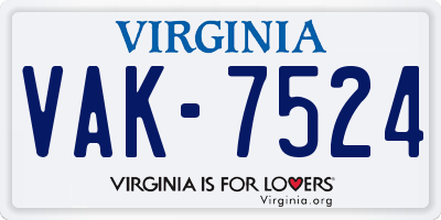 VA license plate VAK7524