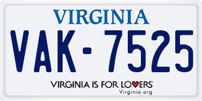 VA license plate VAK7525