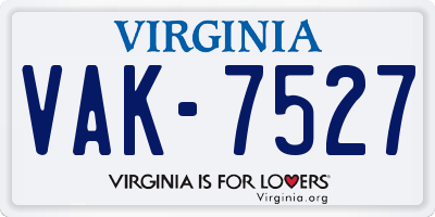 VA license plate VAK7527