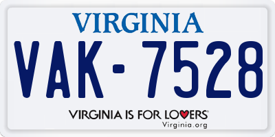 VA license plate VAK7528