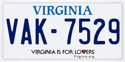 VA license plate VAK7529
