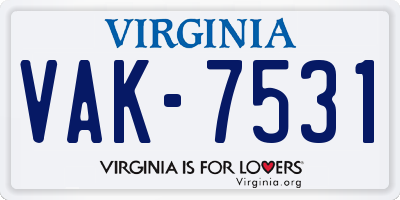 VA license plate VAK7531