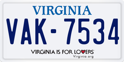 VA license plate VAK7534