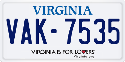 VA license plate VAK7535
