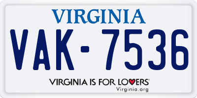 VA license plate VAK7536