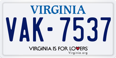 VA license plate VAK7537