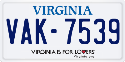 VA license plate VAK7539