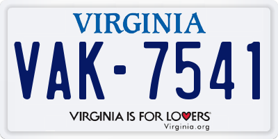 VA license plate VAK7541