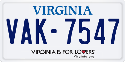 VA license plate VAK7547