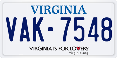 VA license plate VAK7548