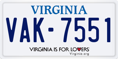 VA license plate VAK7551