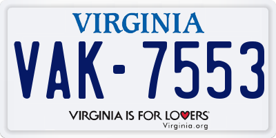 VA license plate VAK7553