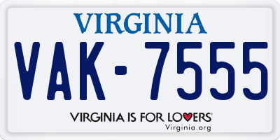 VA license plate VAK7555