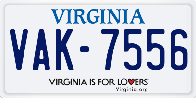 VA license plate VAK7556