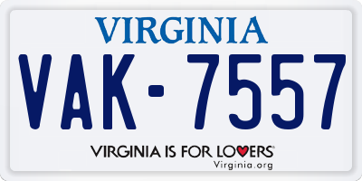 VA license plate VAK7557