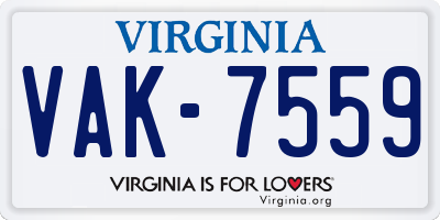 VA license plate VAK7559