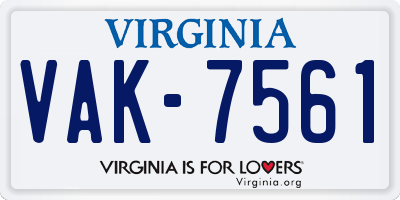 VA license plate VAK7561