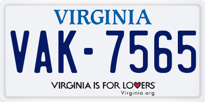VA license plate VAK7565