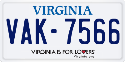 VA license plate VAK7566