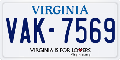VA license plate VAK7569