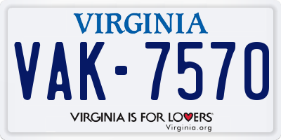 VA license plate VAK7570