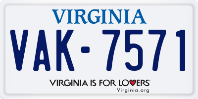 VA license plate VAK7571