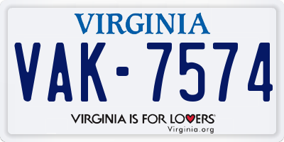 VA license plate VAK7574