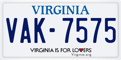 VA license plate VAK7575