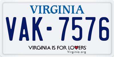 VA license plate VAK7576