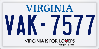 VA license plate VAK7577