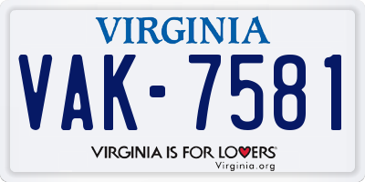 VA license plate VAK7581