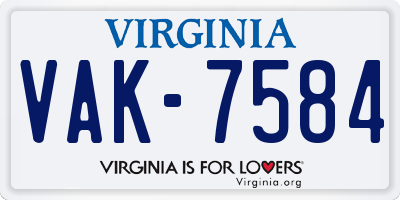 VA license plate VAK7584