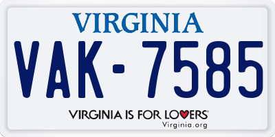 VA license plate VAK7585