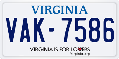 VA license plate VAK7586