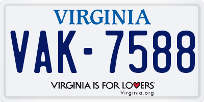 VA license plate VAK7588