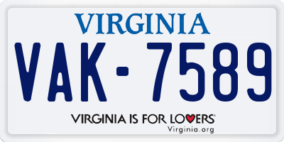 VA license plate VAK7589