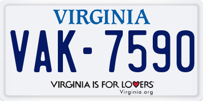 VA license plate VAK7590
