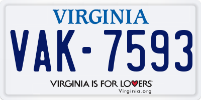 VA license plate VAK7593