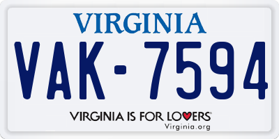 VA license plate VAK7594