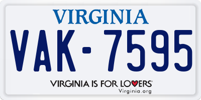 VA license plate VAK7595