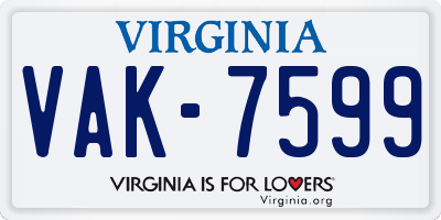 VA license plate VAK7599