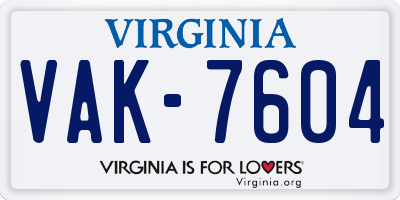 VA license plate VAK7604
