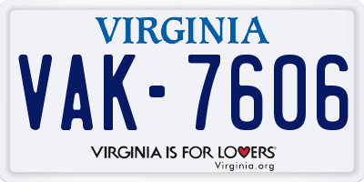 VA license plate VAK7606