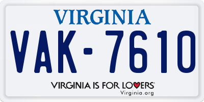 VA license plate VAK7610