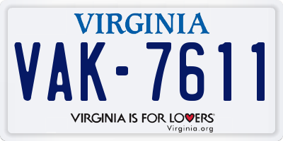 VA license plate VAK7611
