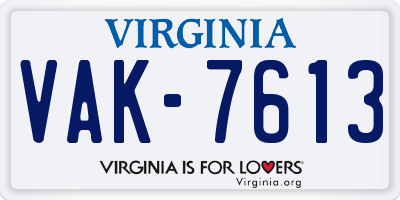 VA license plate VAK7613