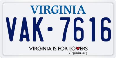 VA license plate VAK7616